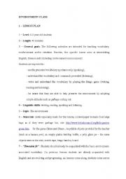 English worksheet: ENVIRONMENT CLASS