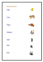 English worksheet: animals