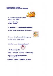 English worksheet: SIMPLE PAST TENSE