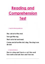 English Worksheet: Reading and comprehension 