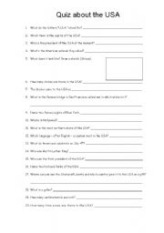 English worksheet: Quiz about the USA