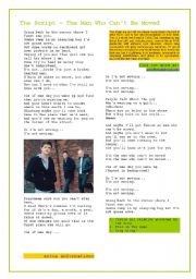 English Worksheet: SONG: The Man Who Cant Be Moved, by The Script