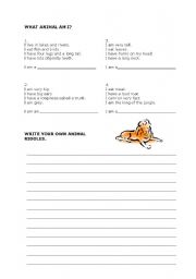 English Worksheet: Animal riddles