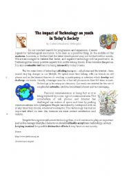 English Worksheet: the impact of new technologies on todays youth