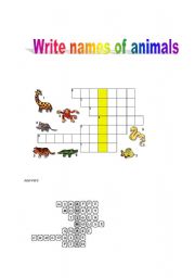 English worksheet: Animals