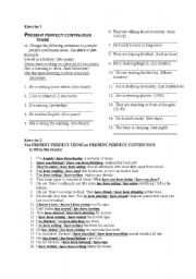 English Worksheet: Present Perfect vs Preset Perfect Continuous Tense