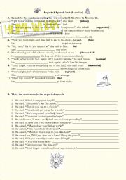 English Worksheet: REPORTED SPEECH TEST