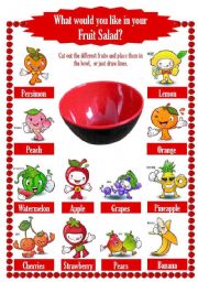 English Worksheet: What would you like in your fruit salad?