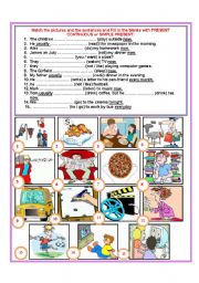 English Worksheet: simple present or present cont.