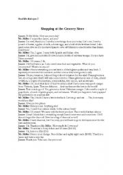 English Worksheet: Real Life Dialogue 2-Shopping at the Grocery Store