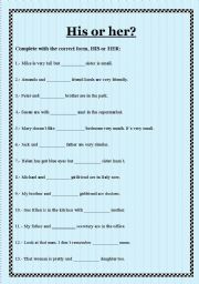 English Worksheet: HIS or HER?