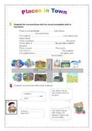 English Worksheet: Places in Town