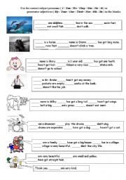 English Worksheet: Subject Pronouns & Posessive Adjectives