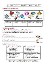 English Worksheet: shopping