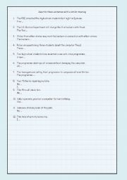 English worksheet: REWRITE