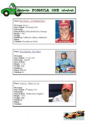 English Worksheet: Formula One