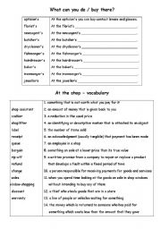English Worksheet: What can you do/buy there?