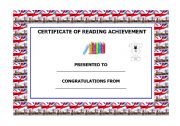 English Worksheet: Certificate of reading achievement