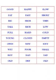 English Worksheet: MATCH OPPOSITE ADJECTIVES 01