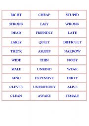 English Worksheet: MATCH OPPOSITE ADJECTIVES 02