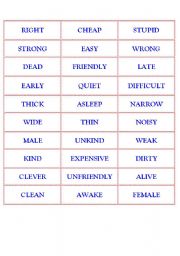 English Worksheet: MATCH OPPOSITE ADJECTIVES 02