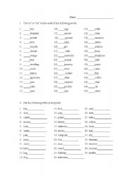 English Worksheet: A/An/Plural