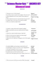 English worksheet: Science Master Quiz ADV - AK