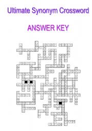 English Worksheet: Ultimate Synonym Crossword - ANSWER KEY