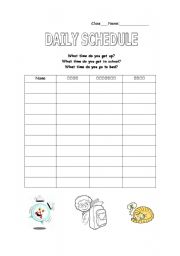 English Worksheet: Daily Schedule