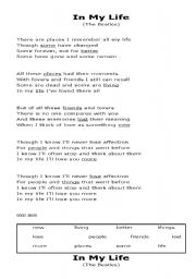 English worksheet: The Beatles - In My Life