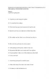 English worksheet: rephrasing