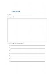 English worksheet: verb to be