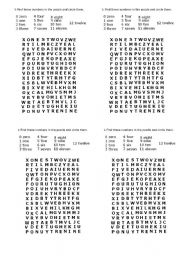 English Worksheet: numbers puzzle