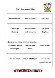 English worksheet: Signature Bingo