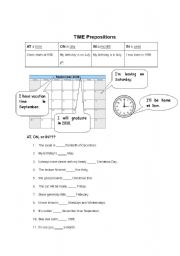 English Worksheet: Time Prepositions