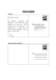 English worksheet: Writing a Postcard