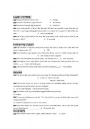 English Worksheet: Jeopardy Game 3