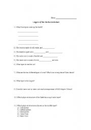 English worksheet: Earths Layers Worksheet