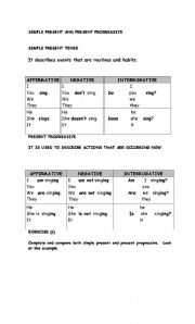 English worksheet: simple present and present continuos