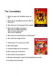 English Worksheet: The Incredibles