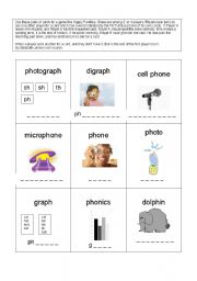 English worksheet: Ph words Happy Families Game