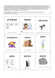 English Worksheet: Ph words Happy Families Game