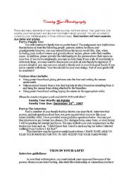 English worksheet: Family Tree Assignment