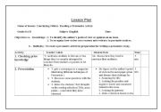 English worksheet: lesson plan