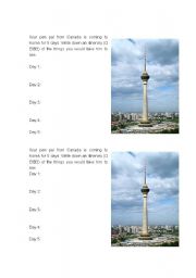 English Worksheet: Itinerary for a pen pal visiting Korea