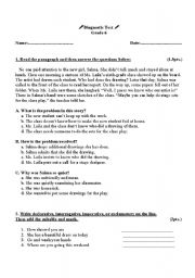 English worksheet: reading and grammar