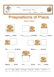 English Worksheet: Prepositions of place