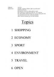 English Worksheet: Conversation topics