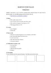 English Worksheet: Hampton Court Palace webquest