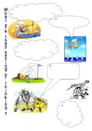 English Worksheet: What rae they doing or thinking?